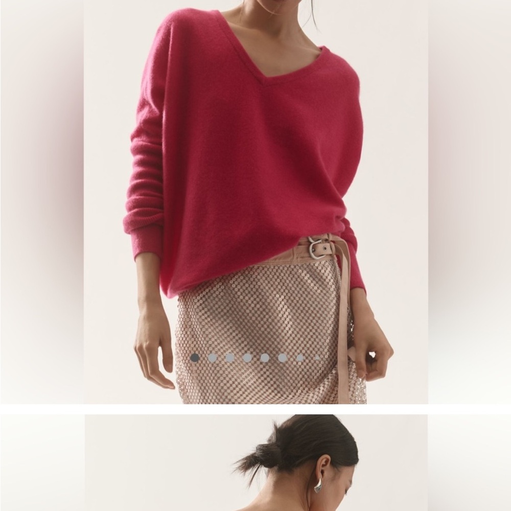 Anthropologie V-Neck Cashmere Pink Sweater